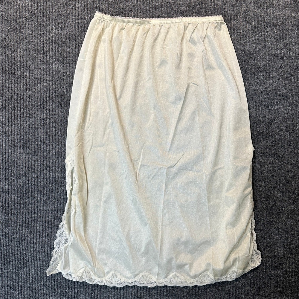 By Ni-Lo Vintage Lace Trim Half Slip Small Ivory Nylon‎ Side Slits